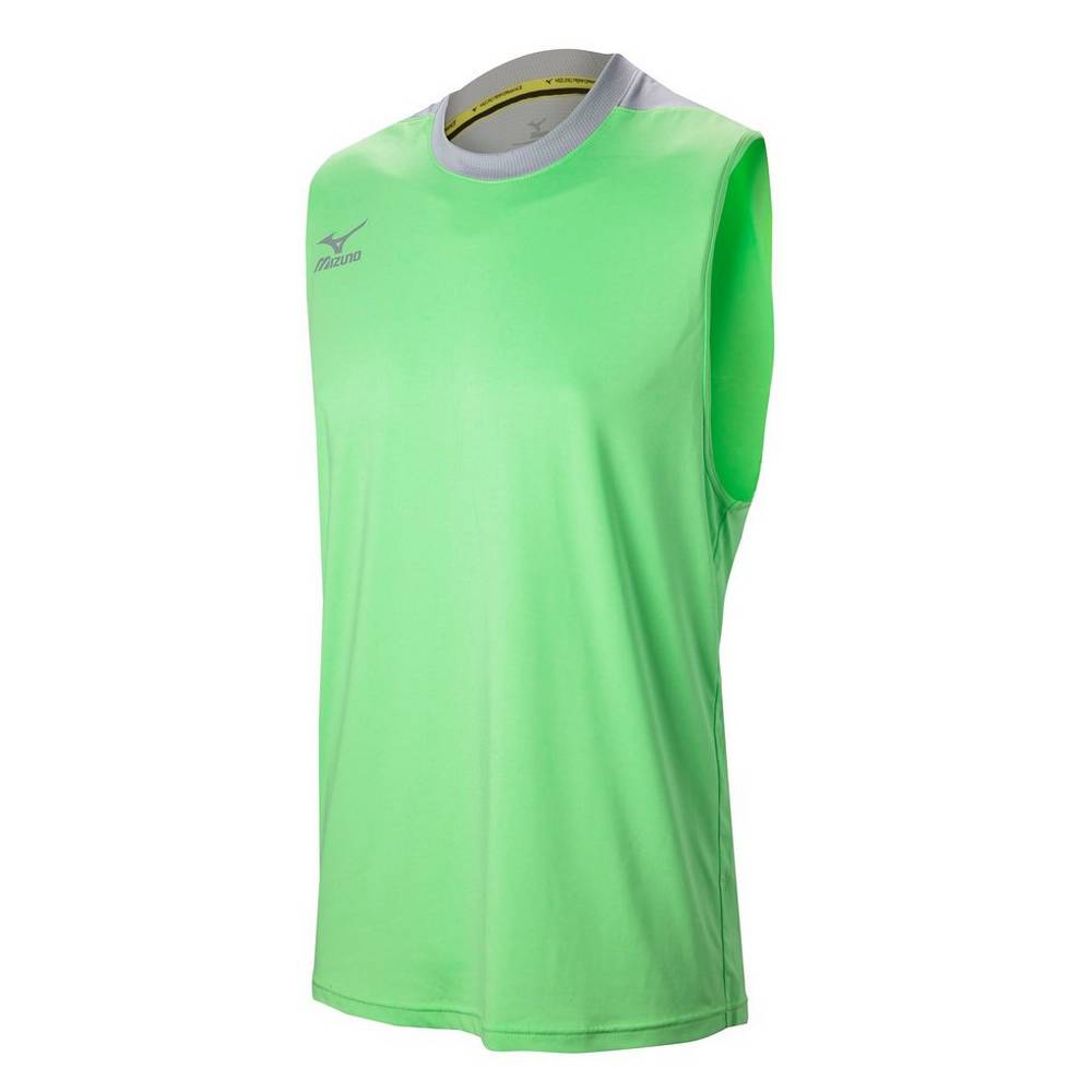 Camisas Mizuno Cutoff - Homem - Verdes/Prateadas - VWQGU8419